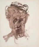 Head by Sidney Nolan, mixed media on paper, sold Aug 2023