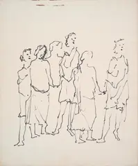 Classical Figures by Sidney Nolan, c.1951, ink on paper, sold Aug 2023