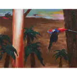 Albert Tucker, Parrots, c.1980, synthetic polymer paint on board