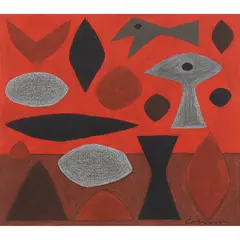 John Coburn, Study for Desert Birds, gouache and pastel on paper