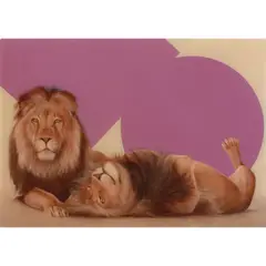 Sam Leach, Two Lions, oil and resin on board