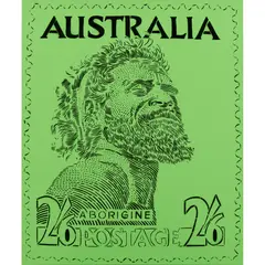 Reko Rennie, Green Aborigine Stamp, 2012, synthetic polymer paint on linen