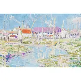 Arthur Baker-Clack, French Farmhouses, Decorative Landscape, oil on canvas