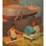 Roland Wakelin, (At the Boat), 1953, oil on board
