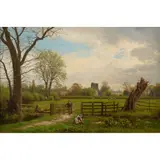 1835-1907, Henry James Johnstone, In the Meadows, Near Cookham, 1880, oil on canvas