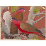Murray Griffin, Red Parrot, c.1970, linocut, ed. 3/23