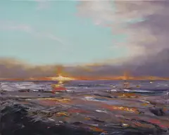 Ocean Beach Dusk by Geoffrey Dyer, 2015, oil on linen, sold Dec 2023
