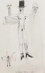 Del Kathryn Barton, Untitled, 1996, charcoal and gouache on paper