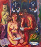 Wendy Sharpe, Circe and Ulysees Eating Eggs