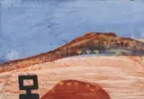 Ned Kelly & Landscape by Sidney Nolan, mixed media on paper on board, sold Oct 2023