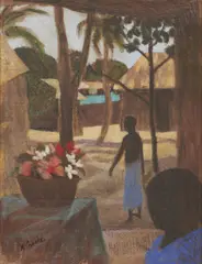 Ray Crooke, Island Scene, oil on canvasboard