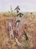 Clifton Pugh, An Old Fence, 1989, oil on board
