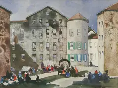 Blamire Young, The Market Place, watercolour on paper