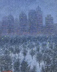 Serge Mendjisky, New York, La Nuit, oil on canvas