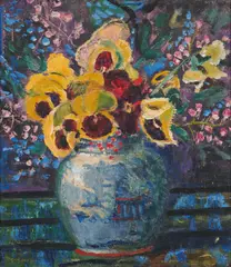 Edith Holmes, Pansies, oil on canvas