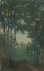Bertha Merfield, Woodland Landscape, oil on canvas on board