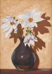 Sybil Craig, Dahlias in a Vase, 1934, oil on canvas laid on board