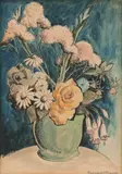Margaret Francis, Flowers, ink and watercolour on paper