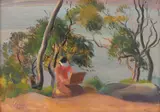 Adelaide Perry, (Sketching by the Riverbank), 1936, oil on board