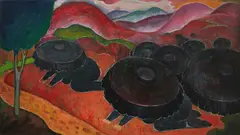 Hong Kong Peasants by Florence Shirlow, 1968, oil on board, sold Sep 2023