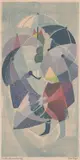 Eileen Mayo, Children with Umbrellas, c.1953, woodcut, ed. 44/52