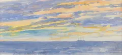 Jessie Traill, Ship on the Ocean Horizon, watercolour on paper