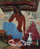 Alice Danciger, Harem Girl with Fruit, oil on canvas laid on board