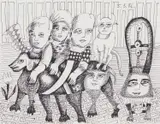 Mirka Mora, My Cat Knows It All, 1986, pen and ink on paper