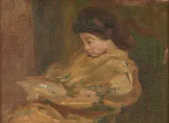 Bessie Davidson, Young Woman Reading, oil on canvas laid on board