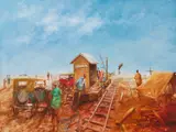 Hugh Sawrey, Waiting for the Nevertire Mail, oil on canvas