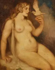 Norman Lindsay, Nude with Dove, oil on board
