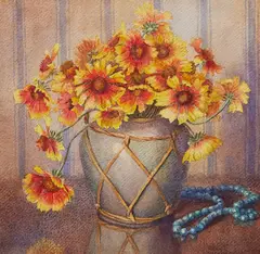 Allan Thomas Bernaldo, Untitled (Still Life of Sunflowers), watercolour on paper