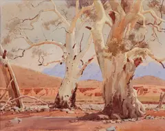Allan Thomas Bernaldo, Untitled (Gumtrees and the Flinders Ranges), watercolour on paper