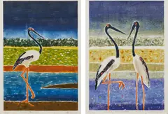 Patrick Hockey, Lone Jabiru & Evening in Kakadu, 1990, two lithographs, edition W/P & 2/20 respectively
