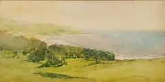 Untitled (Coastal Landscape) by Julian Ashton, 1914, watercolour on paper, sold Sep 2023