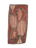 Bob Bilinyarra, (Language group: Djinang), natural earth pigments on bark