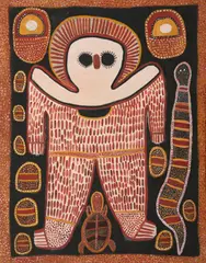 Lily Karadada, (Language group: Wunambal), natural ochres on canvas
