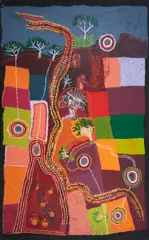 Mick Wikilyiri, (Language group: Pitjantjatjara), synthetic polymer paint on linen