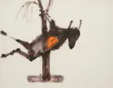 Cow and Tree by Sidney Nolan, 1961, mixed media on paper, sold May 2023