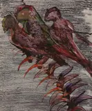 Birds by Sidney Nolan, c.1969, mixed media on paper, sold May 2023