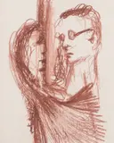 Lovers by Sidney Nolan, crayon on paper, sold May 2023