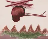 Helicopter and Mountains by Sidney Nolan, c.1967, mixed media on paper, sold May 2023