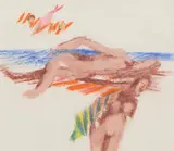 Women on the Beach by Sidney Nolan, c.1957, mixed media on paper, sold May 2023