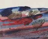 Gallipoli Figure and Sea by Sidney Nolan, c.1958, mixed media on paper, sold May 2023