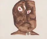 Auschwitz Head by Sidney Nolan, c.1957, mixed media on paper, sold May 2023