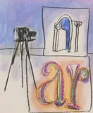 Camera and Building by Sidney Nolan, c.1957, mixed media on paper, sold May 2023