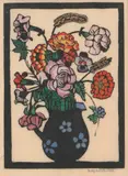 Margaret Preston, Flowers in Jug, c.1929, hand-coloured woodcut, ed. of 125
