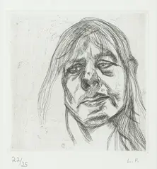 Head of a Woman by Lucian Freud, 1982, etching, ed. 22/25, sold Jul 2023