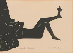 Desert Island by Eric Anchor Thake, 1967, linocut, sold Jul 2023
