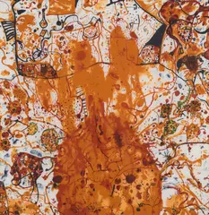 John Olsen, Clarendon Spring Make Sure the Sun Wipes Its Feet, screenprint on silk scarf, ed. A/P
